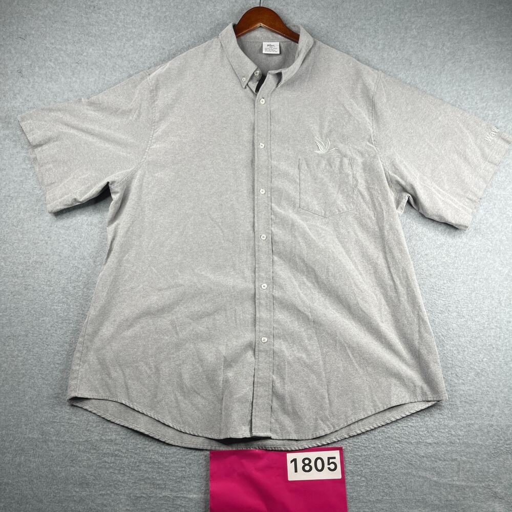 Wawa Work Shirt Gray Heather Pocket Embroidered Button Up Short Sleeve Mens 3XL